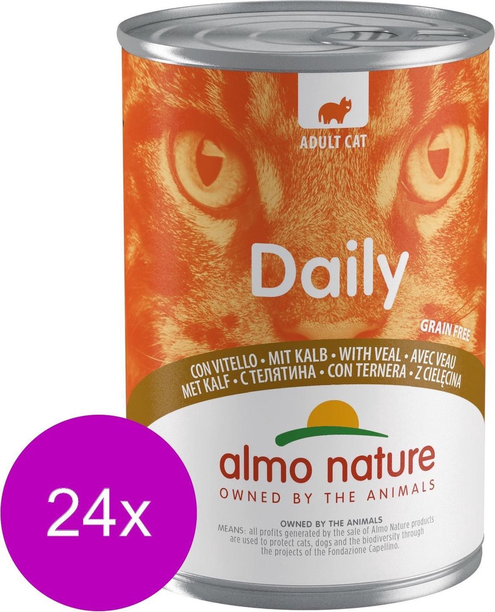 Almo Nature Blik Adult Cat Daily Menu 400 g - Kattenvoer - 24 x Kalf