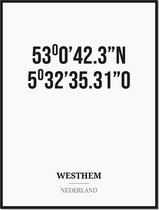 Poster/kaart WESTHEM met coördinaten