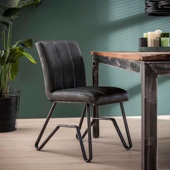 | Industriële eetkamerstoel Arvy vintage antraciet Industriële eetkamerstoel vintage antraciet Milana | Gratis