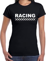 Racing coureur supporter / finish vlag t-shirt zwart voor dames XL