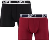 Sapph Boxershort Heren - Marc - Katoen - 2pack - Zwart/Rood - XXL