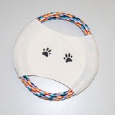 Dierlijk speelgoedhondje Frisbee kleurig touw ca. 20 cm diameter