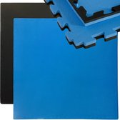 Puzzelmat Sportmat Stick mat incl. rand 90x90cm omkeerbare mat zwart-blauw