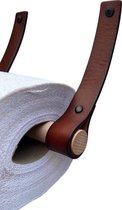 Leren Toiletrolhouder - Cognac - 2 stuks - 100% Volnerfleer Toiletrolhouders - WC rolhouder hangend