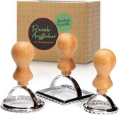 Set van 3 ravioli snijders met bamboe handvat | Ravioli stempel, ravioli maker; ideaal voor knoedels, ravioli, pasta, gyoza, empanda, zoetigheden & Pierogi | Ravioli - deeg snijder
