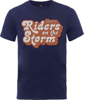 The Doors Heren Tshirt -S- Riders On The Storm Logo Blauw