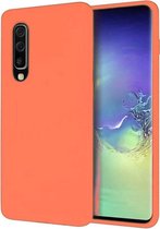 Silicone case Samsung Galaxy A50 - oranje + glazen screen protector