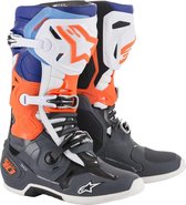 Alpinestars Crosslaarzen Tech 10 Cool Gray/Fluor Orange/Blue/White-42 (EU)