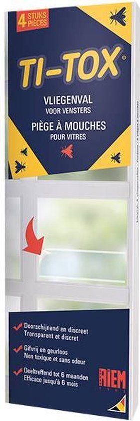 Ti-Tox vliegenval voor vensters - Biocide-vrije sticker - RIEM