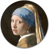 Ronde muursticker Het meisje met de parel - WallCatcher | Johannes Vermeer | 140 cm behangsticker wandcirkel