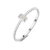 Twice As Nice Ring in zilver, baguette zirkonia, bolletjes  56