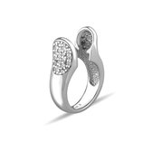 Quiges - 925 Zilver Eligo Ring  Geknepen met Zirkonia voor verwisselbaar 12 mm Bolletje - Maat 19 - NER01719