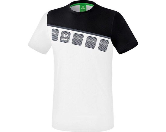 Erima Teamline 5-C T-Shirt Kind Wit-Zwart-Donkergrijs Maat 164