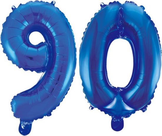 Folieballon 90 jaar blauw 41cm