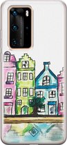 Huawei P40 Pro hoesje siliconen - Amsterdam | Huawei P40 Pro case | paars | TPU backcover transparant