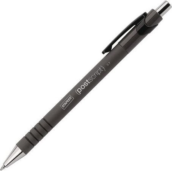 Staples Postscript Balpen, Fijne Punt, 0,7 mm, Zwart (pak 12 stuks) | bol