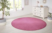 Modern effen vloerkleed rond Nasty - roze 200 cm rond