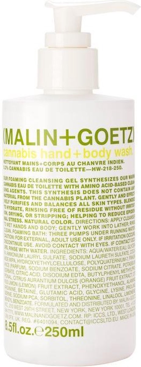 Malin + Goetz Body Cannabis Hand + Body Wash Gel Alle Huidtypen 250ml