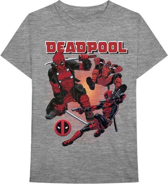 Marvel Deadpool Heren Tshirt Deadpool Collage 1 Grijs