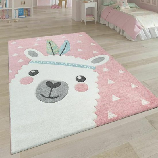 heel fijn Armoedig voor mij Trendy Kinder Vloerkleed Tapijt Alpaca 3D-Optiek Creme Roze 140 x 200 cm |  bol.com