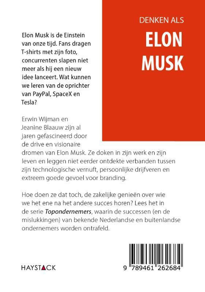 Topondernemers 1 - Denken als Elon Musk - back cover