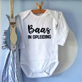 Baby Rompertje met tekst  jongen Baas in Opleiding | Lange mouw | wit | maat 62/68 cadeau