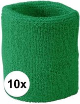 10x Groen zweetbandje voor pols - zweetbandjes