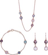 Orphelia SET-7410 - Juwelenset: Ketting + Armband + Oorbellen - 925 Zilver Rosé - Multicolor Stenen - 90/18,5 cm