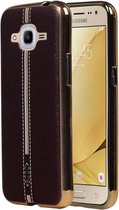 Coque arrière en TPU M-Cases Design en cuir marron pour Samsung Galaxy J2 2016