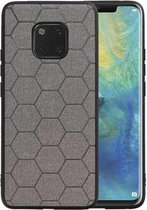Hexagon Hard Case - Telefoonhoesje - Backcover Hoesje - achterkant hoesje - Geschikt voor Huawei Mate 20 Pro - Grijs
