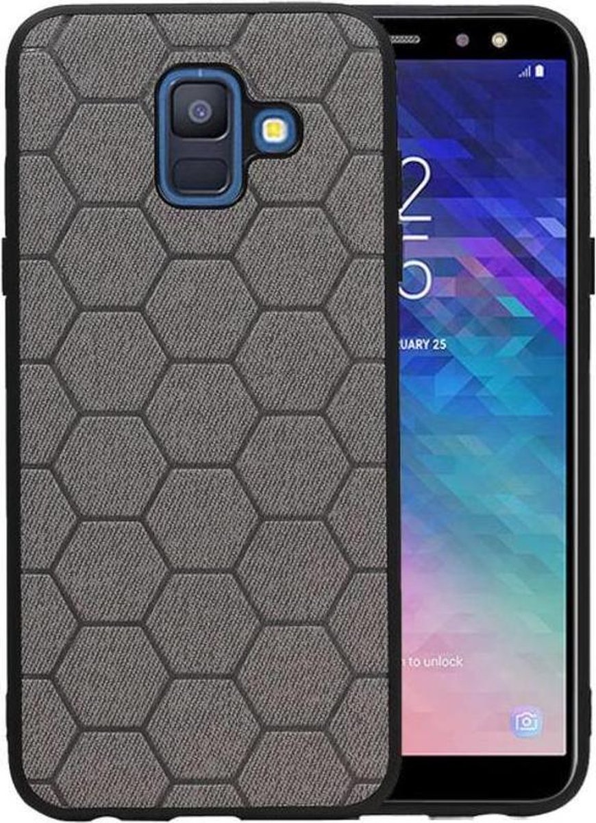 Hexagon Hard Case voor Samsung Galaxy A6 2018 Grijs