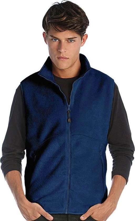Fleece casual bodywarmer navy blauw voor heren - Outdoorkleding wandelen/zeilen - Mouwloze vesten