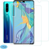Hoesje Geschikt voor: Huawei P30 Transparant TPU Siliconen Soft Case + 2X Tempered Glass Screenprotector