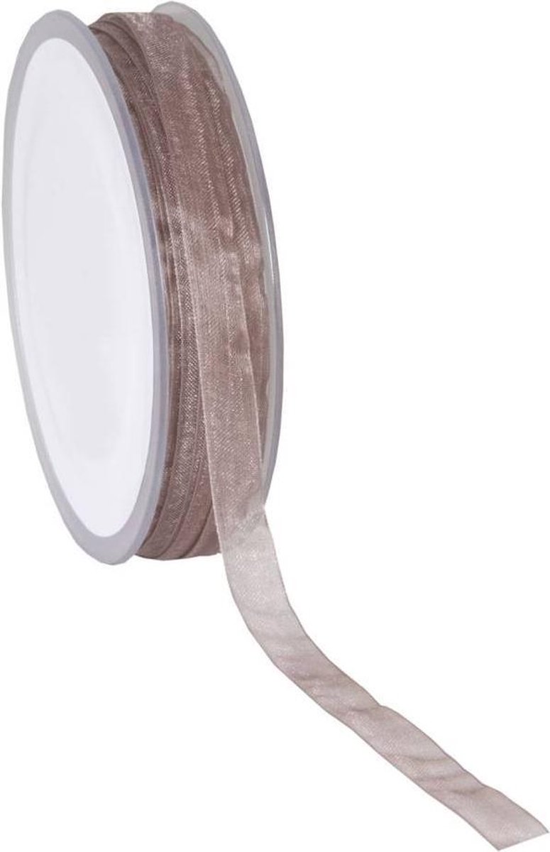 Taupe Organza lint – 10 mm × 50 m – Organza