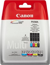 Canon CLI-521 C/M/Y/BK 7ml 7ml Zwart, Cyaan, Geel, Magenta inktcartridge