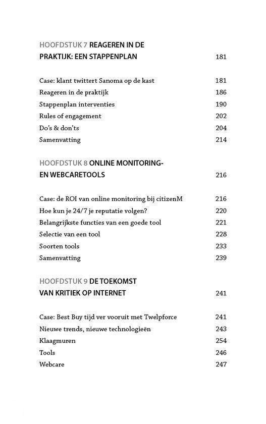 Hoofdstukken over klachten, online monitoring, webcare en de toekomst.