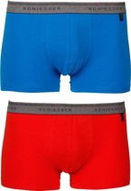 Schiesser - 2-pack Trunk Boxershorts Blauw / Rood - XXL