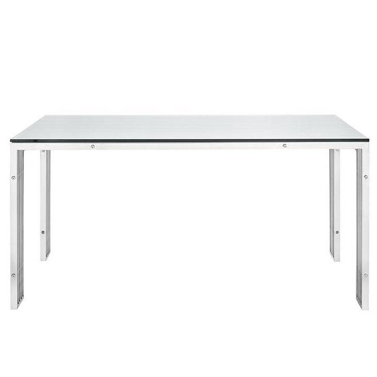 Tafel eetkamertafel RVS staal Inoxtia design met glasplaat 150 cm