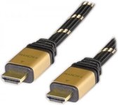ADJ 300-00007 HDMI Kabel [HDMI / HDMI High speed M/M gouden connector Goud-zwart nylon 1m Blister]
