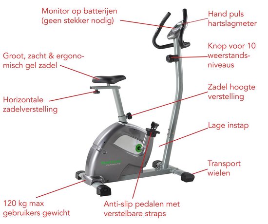 tunturi b40 cardio fit series low instep upright exercise bike