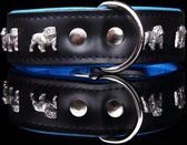Dog's Companion Leren Halsband - Engelse Bulldog - 45-53 cm x 40 mm - Zwart/Blauw