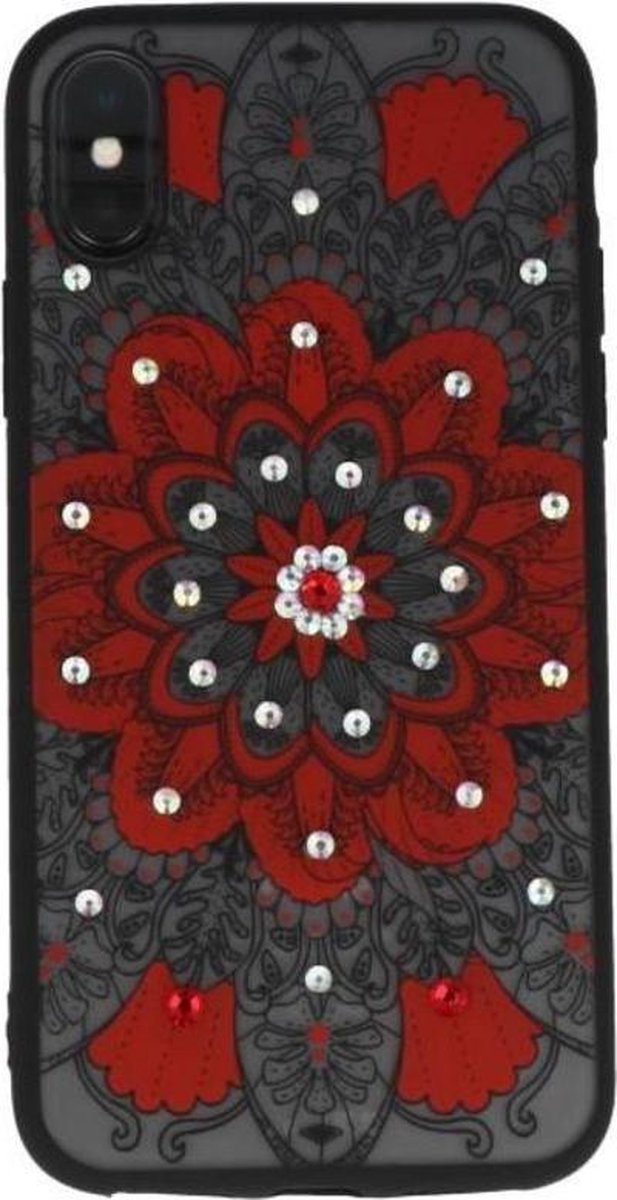 Rood Diamant Mandala Back Cover Hoesje voor iPhone X