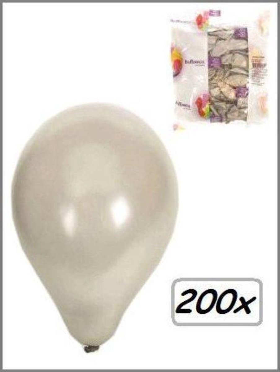 Ballonnen helium 200x zilver - Ballon helium lucht festival verjaardag feest huwelijk trouwen kerst zilver