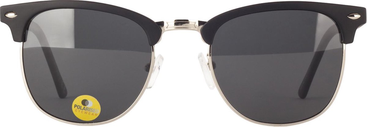 Icon Eyewear Zonnebril CAIRO - Zwart montuur met rubber finish - Gepolariseerde grijze glazen