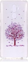 Shop4 - Nokia 7 Plus Hoesje - Zachte Back Case Paarse Boom Transparant