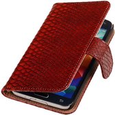 Samsung Galaxy Grand Neo - Rood Slangen Hoesje - Book Case Wallet Cover Beschermhoes