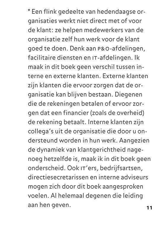 Pagina met tekst over interne en externe klanten en hun relatie met de organisatie.