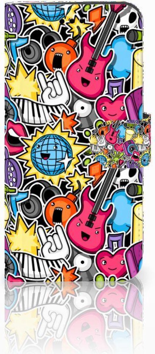 Huawei P10 Lite Wallet Case met Pasjes Punk Rock