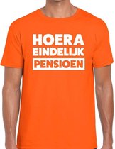 Hoera eindelijk pensioen t-shirt oranje heren S