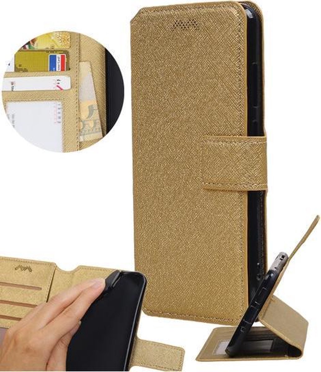 BestCases.nl Goud Huawei Y5 / Y6 2017 TPU wallet case booktype hoesje HM Book